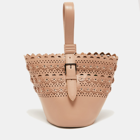 Alaia Bags Alaia Beige Leather Laser Cut Bucket Bag Poshmark